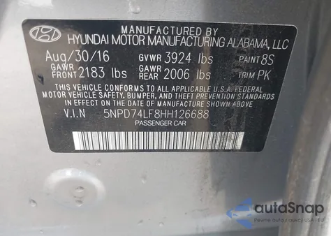 2017 Hyundai Elantra Se из США, поврежденный, VIN 5NPD74LF8HH126688